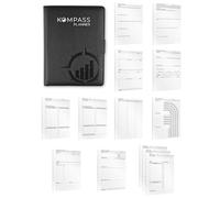 Classeur à anneaux rechargeable DIN A5 pour plus de concentration et de productivité, ensemble de planificateur, organisation, objectifs, suivi des habitudes, journal, réflexion et notes (noir,