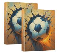 Classeur à anneaux ronds personnalisables et réalistes pour ballons de football de 3,8 cm, 3 anneaux pouvant contenir 200 feuilles, 31,5 x 27 x 6 cm, 1 paquet