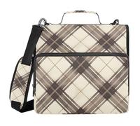 Classeur à carreaux vichy 3 anneaux 3,8 cm avec fermeture éclair et bandoulière Plusieurs poches Sac de rangement pour l'école et le bureau