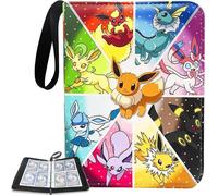 Classeur à cartes Pokémon - 4 poches,capacité de 400 cartes, classeur de cartes à collectionner en cuir synthétique avec fermeture