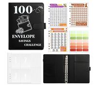 Classeur à défis en argent, 100 enveloppes, carnet de planification budgétaire A5, moyen simple et d'économiser 5 050 dollars pour le planificateur budgétaire, à la maison et à l'école