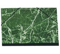 Exacompta Carton à dessin Réf. 651E – papier marbré verni, élastiques, dos toilé, 52 x 67 cm, vert