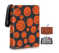 Classeur à échanger pour 400 cartes avec 50 pochettes amovibles - Rangement étanche pour cartes de taille standard, vitrine portable (joli ballon de basket)