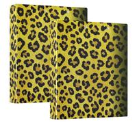 Classeur à faux paillettes imprimé léopard jaune 3,8 cm