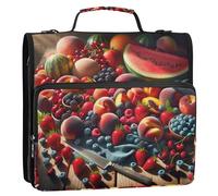 Classeur à fermeture éclair Organisateur fruits d'été portant 1 1/2" Classeur 3 anneaux personnalisé avec bandoulière pour l'école Plusieurs poches Grand porte-documents