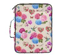 Classeur à fichiers extensible robuste à 3 trous avec 7 compartiments - Couche de lime extensible - Roses vives - Étui portefeuille portable avec 5 fentes pour stylos élastiques