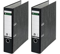 Classeur À Levier En Carton - Format A4-600 Feuilles - Dos De 80 Mm - Etiquette 110 Mm - Lot De 2 - Noir