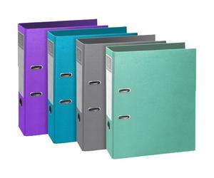 Classeur a levier exacompta teksto rigide a4 dos de 80 mm dim 32x29 cm coloris assortis