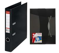 Classeur à levier Vivida | Capacité 350 feuilles | Dos 50 mm | PP | Noir | 811470 + Chemise 3 rabats Vivida | Capacité 150 feuilles A4 | Plastique | Noir | 624043