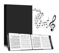 Classeur à partitions 4 côtés - Pliable - Format A4 - Avec 52 pochettes transparentes - Noir - Pupitre de musique - Porte-notes - Pour partitions d'instrumentaliste et musicien