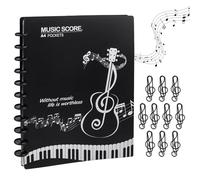 Classeur à Partitions A4, 40 Pages Chemises pour Partitions, Rangement Dossier de Musique avec 10 Pince, Reliure Dossier en Plastique Imperméable, Contenir pour Piano, Papier, Peintures, Photos