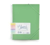Classeur à pochettes A4 avec spirale Blush Pastel - 20 ou 40 pochettes - Ouverture à 360° - Couverture rigide - Fermeture à élastiques - Blush Pastel by Office Box (40 pochettes, vert blush)