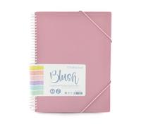 Classeur à pochettes A4 Ultra Cristal très résistantes avec spirale d'ouverture 360 couleurs Blush pastel - Couverture rigide et fermeture à élastiques. 100 % recyclable by Office Box. (40 pochettes,