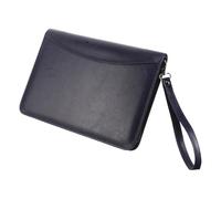 Classeur à Pochettes Créatif Bleu avec Fermeture Éclair, Cuir Artificiel | Organisation de Documents, Design à Feuilles Mobiles, Poche Zippée Multifonction, pour Travail et Télétravail