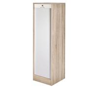 Classeur à Rideau 8 Tablettes 1 Kit Dossiers Serrure L 41,4 H 140,4 P 44 cm - Chêne + Rideau Blanc - L 41.4 x l 44 x H 140 cm