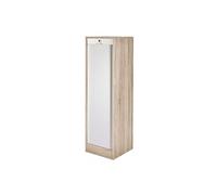 SIMMOB Classeur à Rideau 8 Tablettes 1 Kit Dossiers Serrure L 41,4 H 140,4 P 44 cm - Chêne + Rideau Blanc