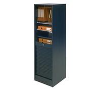 Classeur à Rideau 8 Tablettes 1 Kit Dossiers Serrure L 41,4 H 140,4 P 44 cm - Noir - L 41.4 x l 44 x H 140 cm