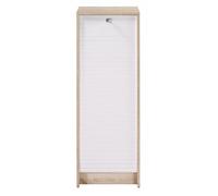 SIMMOB Classeur à rideau Chêne – 5 niches, L 37,8 x P 38,4 x H 103,8 cm – Blanc