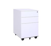 Classeur à roulettes en acier blanc - Support d'imprimante mobile et rangement sous le bureau avec 3 tiroirs - Armoire de classement idéale pour la maison ou le bureau
