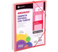 Classeur à spirale - CARCHIVO IDEAS PRACTICAS - Rouge - Format A4 - 20 pochettes