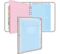 Classeur A4 Avec Pochettes Perforées Pour Documents-Pochette Plastique,Trieur Document Pochette Plastique A4 Avec Pvc Rabat-Maison/Bureau (Transparents Macarons)