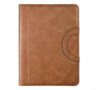 Classeur A4 en cuir avec support de téléphone intégré, compartiment à documents, classeur à anneaux, bloc-notes, fermeture sécurisée, organiseur noir marron pour (marron)