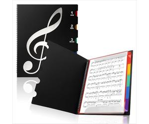 Classeur A4 pour Partitions de Musique, Chemises pour Partitions 20 Pages / 40 Pochettes Dossier Feuilles de Musique,Dossier de Rangement pour Partitions de Musique A4 pour Musiciens, Choristes