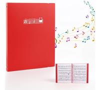 Classeur A4 pour Partitions de Musique, Dossier de Musique, Chemises pour Partitions, 20 feuilles/40 Pages, Imperméable, Dossier de Rangement pour Musiciens, Choristes (Rouge)