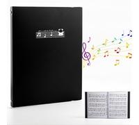 Classeur A4 pour Partitions de Musique, Dossier de Musique, Chemises pour Partitions, 20 feuilles/40 Pages, Imperméable, Dossier de Rangement pour Musiciens, Choristes (Noir)