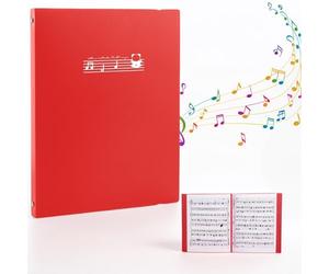 Classeur A4 pour Partitions de Musique, Dossier de Musique, Chemises pour Partitions, 20 feuilles/40 Pages, Imperméable, Dossier de Rangement pour Musiciens, Choristes (Rouge)