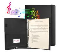 Classeur A4 pour partitions de musique, en cuir synthétique avec sangle de main, classeur de musique avec poche intérieure, classeur pour partitions, instrumentaliste, musicien (PU noir)