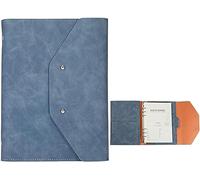 Classeur A5 à 6 anneaux, dossier d'affaires for entretien, conférence et présentation, organisateur de poche for carnet notes(Blue)