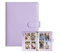 Classeur A5 Collectionneur de Cartes, Binder Card Collector with 30Pack 4-Pocket Pages,Pochette, PU Leather Cover with Magnetic Buckle Closure,Couverture 6 Anneaux pour Collectionner Photos de K-Pop