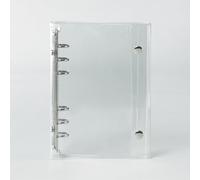 Classeur A6 à 6 Anneaux Acier Inoxydable - Couverture PVC Transparent - 142x195mm - Pour Bureau, Études, Planification