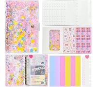 Classeur A6 Budget Enveloppe Pvc Planner Portfolio A6 Pochette Budget Classeurs À Anneaux Pour Voyage Agenda Maison Bureau (Rose)