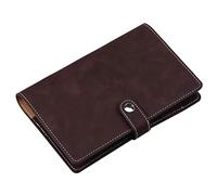 Classeur A6 en cuir PU rechargeable 6 anneaux pour papier de remplissage A6 - Marron foncé