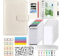 Classeur A6 Enveloppe Budget, 37pcs Classeur Budget Set, Porte Documents Avec Pochettes Transparentes Zippées Dossier, Feuilles Budgétaires Et Autocollants D'étiquettes Blanc