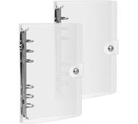 Classeur A6 Transparent 2 Pcs - Classeur Souple À 6 Anneaux Rechargeable En Pvc Étanche & Résistant Housse De Protection Pour Fiches Documents/Carnet Budget Compatible Anneaux De Reliure