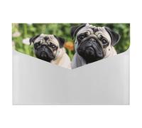 Classeur accordéon à 6 poches Pugs in The Garden - Dossier extensible avec étiquettes, dossiers de documents de voyage - Enveloppes en plastique avec fermeture à pression - 33 x 23 cm