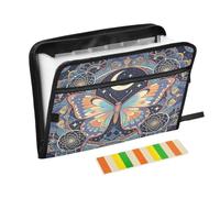 Classeur accordéon à fermeture éclair Mandala Papillon 13 poches pour le travail