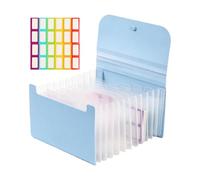 Classeur Accordéon Avec Étiquettes Protège-Documents Multicouche | Porte-Documents Contrats Dossier De Rangement Pour ureau Maison Université Bibliothèque Studio Trav Bleu