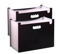 classeur accordéon,dossier de certificat, Lot de 2 organiseurs de fichiers 13 poches, classeur extensible, boîte de rangement portable A4 en accordéon, bleu(Black)