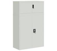 Classeur Acier Enduit Poudre Gris 90 x 40 x 145 cm avec 2 Étagères | Design simple et élégant, finition gris clair, fixation murale fournie, entretien facile, rangement sécurisé