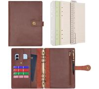Classeur Agenda A5 Cuir Carnet De Notes De Voyage,Papier Ligné Rechargeable Avec Stylo Pour Organisateur De Budget & Bureau École Planification Écriture(Café,A5)