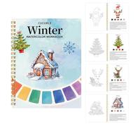 Classeur aquarelle - Kit de peinture de Noël et bloc à dessin - Kit créatif pour projets de voyage - Exercice de peinture - Esquisses - Peinture par numéros - Aquarelle - Pour adultes et enfants