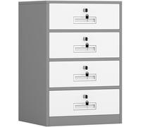 Classeur, Armoire De Rangement Verticale, avec Tiroirs Verrouillables, Tiroir Supérieur, Armoire Inférieure, Support D’imprimante, pour Bureau à Domicile, Grey, 1 Drawer