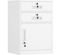 Classeur, Armoire De Rangement Verticale, avec Tiroirs Verrouillables, Tiroir Supérieur, Armoire Inférieure, Support D’imprimante, pour Bureau à Domicile, Grey, 5 Drawers