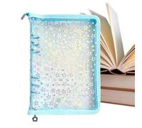 Classeur autocollant transparent 20 pages étoiles avec fermeture éclair | Planificateur transparent A5 pour l'école, le bureau, les réunions, la santé mentale, les études, le ménage