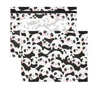Classeur avec 3 œillets renforcés, sac de rangement pour classeur à 3 anneaux, lot de 2 fournitures scolaires pour étudiants, fournitures scolaires, dessin animé, pandas mignons, blanc et noir