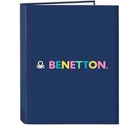 Safta -M067 Benetton Cool-Classeur avec feuilles 4 anneaux, idéal pour enfants de différents âges, confortable et polyvalent, qualité et résistance, 26,5 x 33 cm, couleur bleu marine, standard